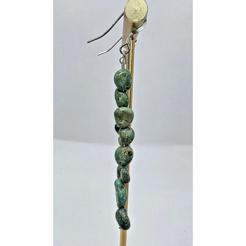 Genuine Turquoise Stone Dangle Earrings 2